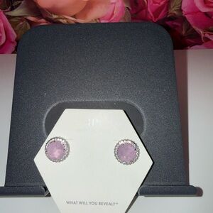 Chic Silver and Purple Stud Earrings